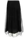 Brunello Cucinelli Pleated Skirt With Shiny Waistband In Black