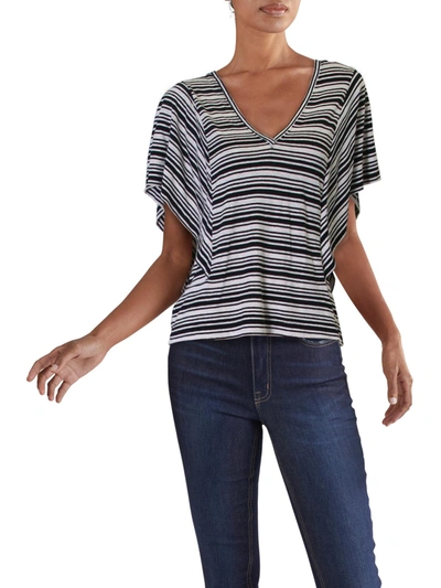 Bcbgeneration Womens Striped Batwing Sleeve Top In Grey