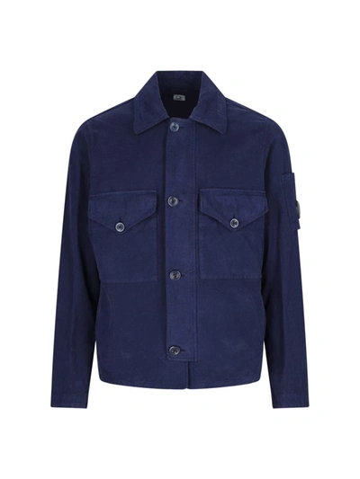 C.p. Company Cotton Shirt Jacket In Blue