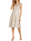 ADRIANNA PAPELL WOMENS SEQUINED MIDI FIT & FLARE DRESS