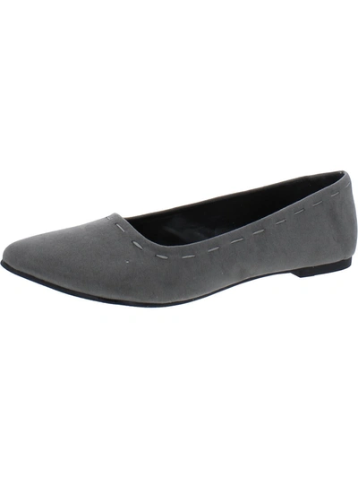 Ataiwee Womens Faux Suede Slip-on Ballet Flats In Grey