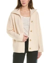 Vince Button Collar Wool & Alpaca-blend Cardigan In Beige