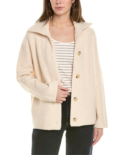 Vince Button Collar Wool & Alpaca-blend Cardigan In Beige