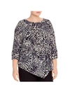 STATUS BY CHENAULT PLUS WOMENS ANIMAL PRINT RUCHED BLOUSE