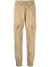 Diesel Cargo Trousers With Elastic Waistband And Functional Pockets In Beige