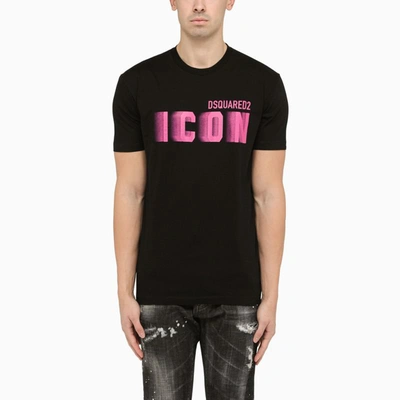 DSQUARED2 DSQUARED2 CREW-NECK T-SHIRT WITH PINK ICON PRINT