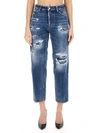 Dsquared2 Straight Leg Cotton Jeans With Distressed Styling In Denim