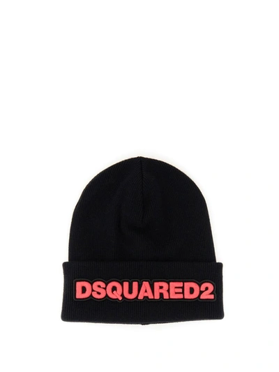 Dsquared2 Logo 贴花羊毛套头帽 In Black