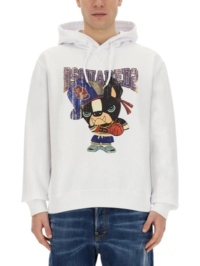 Dsquared2 Sweatshirt With Print In Bianco