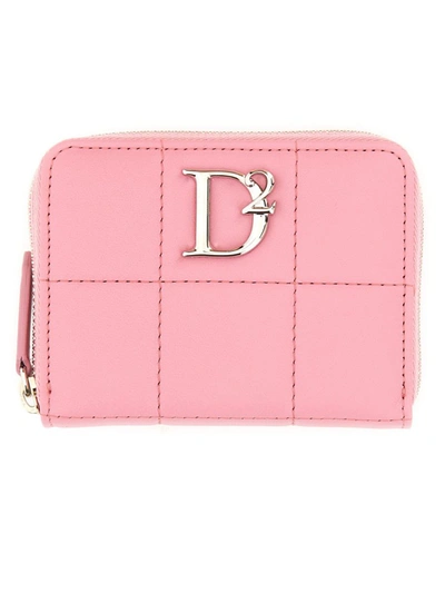 Dsquared2 Logo-plaque Quilted Wallet In Nude & Neutrals