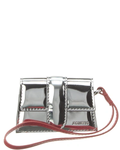 Jacquemus Le Bambino Leather Card Holder In Silver