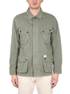 Fay Collared Jacket With Four Front Pockets In Military Green