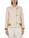 Fay Collar Trimmed Jacket Featuring Pockets In Beige