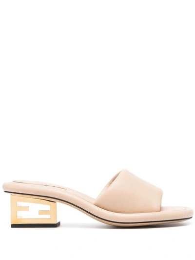 Fendi Slides In Nude & Neutrals