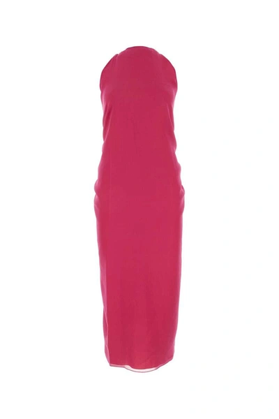 Fendi Silk Long Dress In Pink