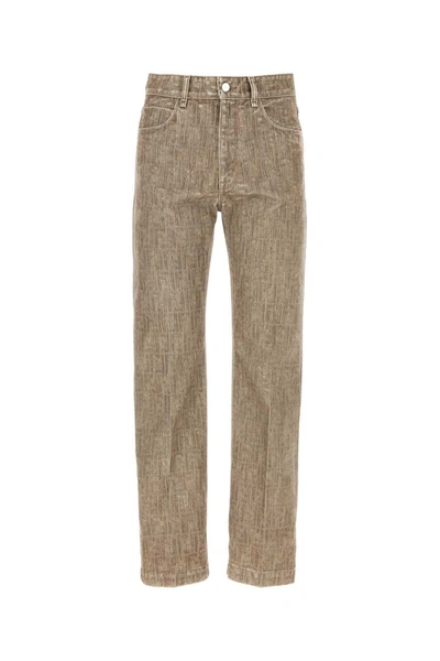 Fendi Button Detailed Straight Leg Jeans In Nutmeg