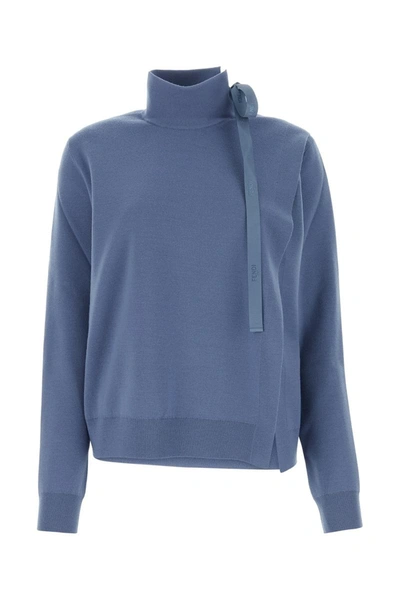 Fendi Logo-detail Wool Sweater In Blue