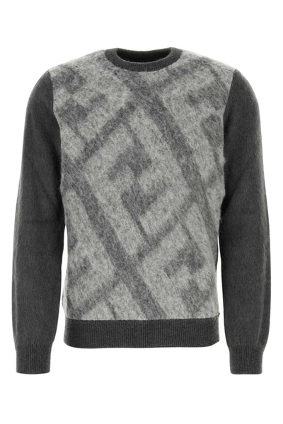 Fendi Crewneck Knitted Jumper In Printed