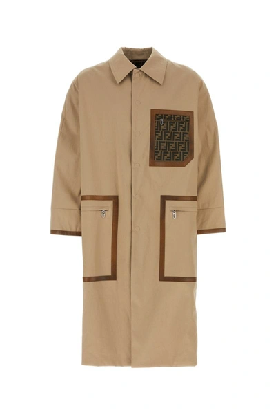 Fendi Ff Reversible Trench Coat In Cream