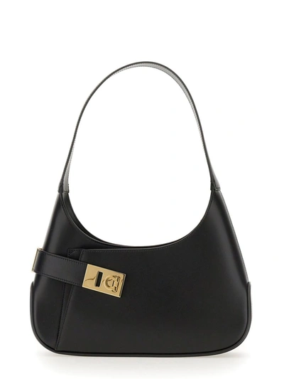 Ferragamo Medium Leather Shoulder Bag In Black