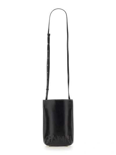 Ganni Mini Banner Bag With Shoulder Strap In Black