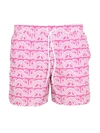 Gcds Waved Print Swim Shorts In Fuchsia