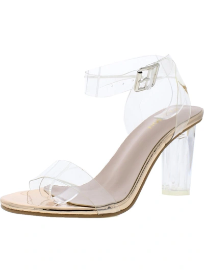 Fashion Womens Iridescent Ankle Strap Heels In Gold