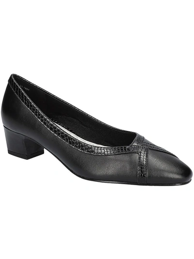 Easy Street Myrtle Womens Faux Leather Embossed Pumps In Black