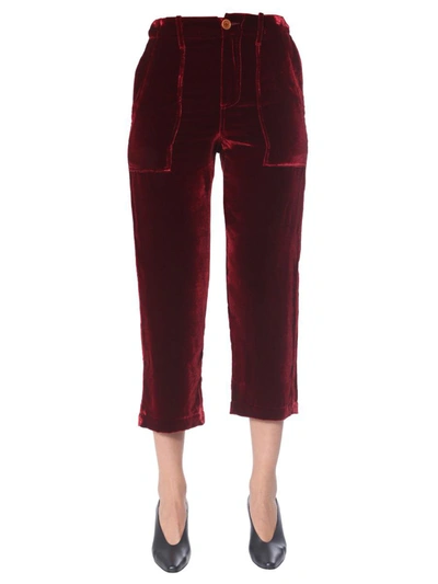 Jejia High-rise Cropped Trousers In Bordeaux