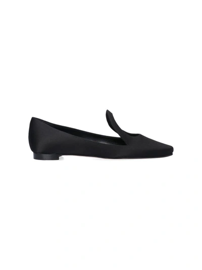 Manolo Blahnik Fugalo Satin Cutout Flat Loafers In Black