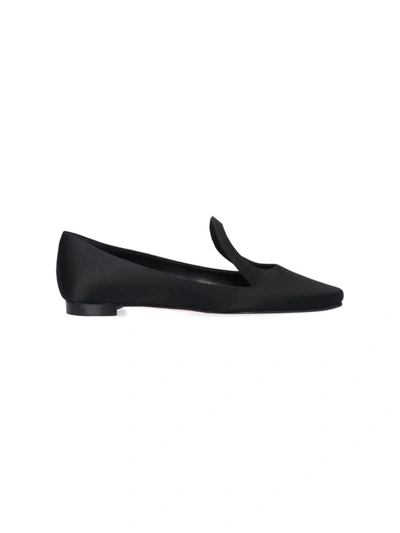 Manolo Blahnik Fugalo Satin Cutout Flat Loafers In Nero