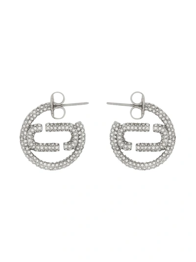 Marc Jacobs Logo Earrings In Silver