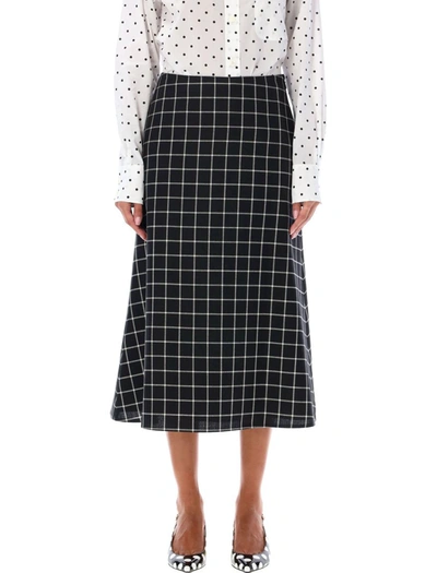 Marni Midi Skirt Check In Black