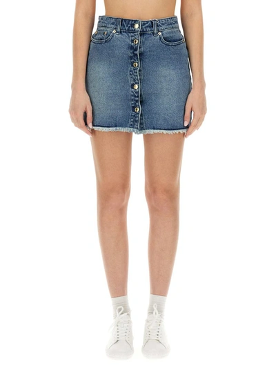 Michael Michael Kors Logo-plaque A-line Denim Miniskirt