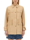 Michael Michael Kors Cargo Pocket Jacket With Classic Collar In Beige