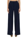 Michael Michael Kors Pleated Wide Leg Pant In Blue