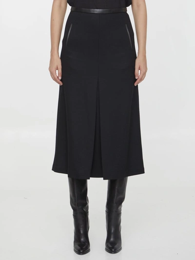 Saint Laurent Women's Midi Skirt In Wool Jersey In Black  