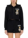 MOSCHINO MOSCHINO CROPPED SWEATSHIRT WITH TEDDY BEAR LOGO