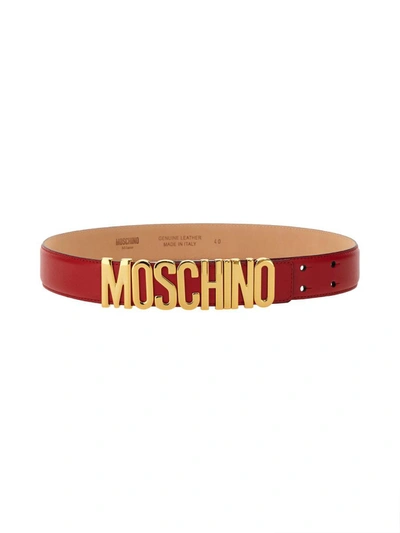 Moschino Leather Belt In Red