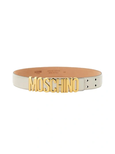 Moschino Leather Belt In White