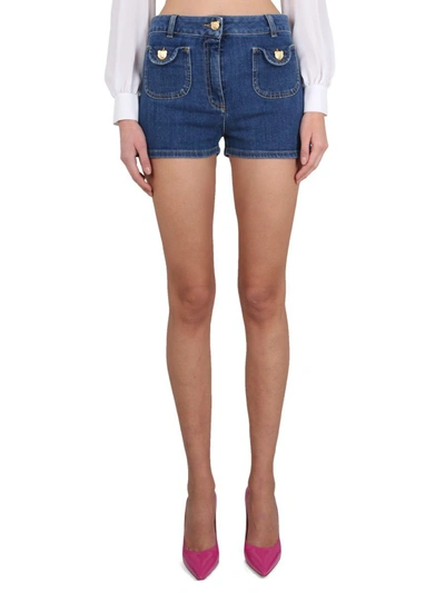 Moschino Teddy Bear Buttons Denim Shorts