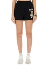 Moschino Teddy Motif Embroidered Track Shorts In Black