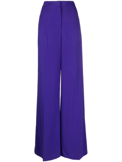 Moschino Elevated Wide-leg Trousers With Back Pockets In Purple