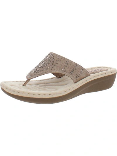 Cliffs By White Mountain Cienna Comfort Thong Sandals In Stone Fabric