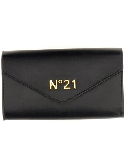 N°21 Wallet With Chain And Logo In Black
