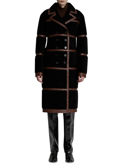 Lvir Womens Faux Leather Long Faux Fur Coat In Black