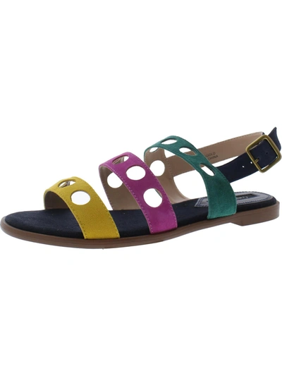 Kensie Marigold Womens Leather Ankle Stra[ Slingback Sandals In Multi