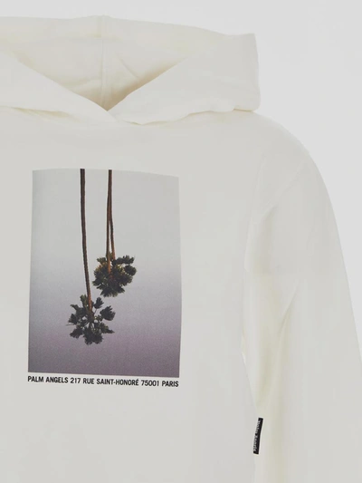 Palm Angels Mirage Cotton Hoodie In Off White