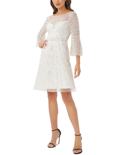 Adrianna Papell Womens Illusion Mini Cocktail And Party Dress In White
