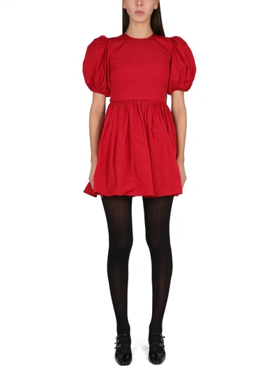 Red Valentino Taffeta Dress With Bow In Red